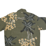 CARIBBEAN BLUES Mens Green Rayon 2XL Hawaiian Style Shirt Floral Palm Print