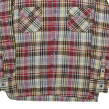 SATURDAYS Mens Red & Grey Plaid Shirt L Button Front Check Casual