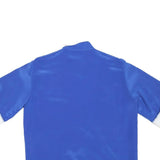 Womens Blue & White Plain Top Short Sleeve Stand-Up Collar Button Closure M