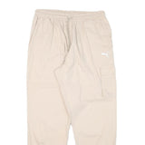 PUMA Mens Cotton Blend Beige Relaxed Drawstring Cargo Trousers W29 L27 Casual