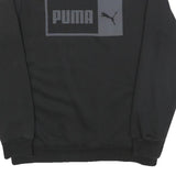 PUMA Mens Black Crew Neck Sweatshirt M Cotton Blend Logo Print Casual