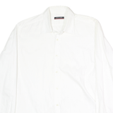 PIERRE CARDIN Mens White Cotton Shirt L Classic Long Sleeve Button Collar