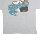 GILDEN Mens Grey Nobody But The Sharks Graphic T-Shirt L Short Sleeve Crew Neck