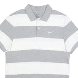 NIKE Mens Grey & White Striped Short Sleeve Cotton Polo Shirt L Classic Fit