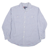 CHAPS Mens White & Blue Check Shirt XL Cotton Blend Long Sleeve Casual