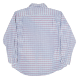 CHAPS Mens White & Blue Check Shirt XL Cotton Blend Long Sleeve Casual
