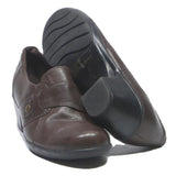 CLARKS Mens Brown Leather Heels UK 7.5 Comfortable Low Mid Heel Dress Shoes