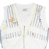 SUN SET Womens White & Grey Striped Printed Zip Jacket XL Polyester Blend Casual