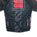 JAKROO Mens Black Red & White Calgary Cycle Cycling Jersey L Short Sleeve Zip
