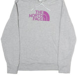 THE NORTH FACE Womens Grey Hoodie L Cotton Logo Pullover Casual Sweatshirt