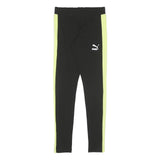 PUMA Womens Joggers Black & Yellow Slim Skinny UK 10 W24 L28 Athletic Track