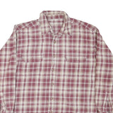 Mens Beige & Maroon Check Shirt L Cotton Blend Casual Long Sleeve