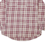 Mens Beige & Maroon Check Shirt L Cotton Blend Casual Long Sleeve