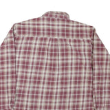 Mens Beige & Maroon Check Shirt L Cotton Blend Casual Long Sleeve