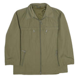 Mens Green Polyester Blend Classic Jacket L Zip Plain Casual Outerwear