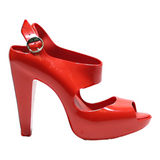 MELISSA ODABASH Peep Toe Heels Red Synthetic Womens UK 4