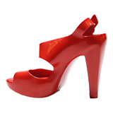 MELISSA ODABASH Peep Toe Heels Red Synthetic Womens UK 4