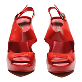 MELISSA ODABASH Peep Toe Heels Red Synthetic Womens UK 4