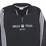 FILA Mens Black & White Zip Collar XL Biella Italia Sweatshirt Cotton Blend