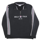 FILA Mens Black & White Zip Collar XL Biella Italia Sweatshirt Cotton Blend