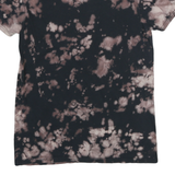 DEF LEPPARD Mens Black & Brown Tie Dye Graphic T-Shirt S Short Sleeve Crew Neck