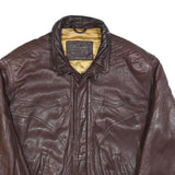 ALLAN & CLARK Mens Maroon Leather Zip Jacket XL Woven Classic Stylish