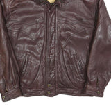 ALLAN & CLARK Mens Maroon Leather Zip Jacket XL Woven Classic Stylish