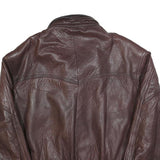 ALLAN & CLARK Mens Maroon Leather Zip Jacket XL Woven Classic Stylish