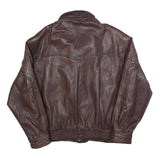ALLAN & CLARK Mens Maroon Leather Zip Jacket XL Woven Classic Stylish