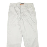 DOCKERS Mens Regular White Cotton Blend Trousers W34 L31 Classic Zip Pockets