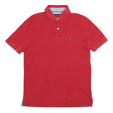 TOMMY HILFIGER Mens Red Polo Shirt M Cotton Short Sleeve Classic Fit