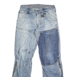 DICKIES Mens Jeans Blue Regular Tapered Denim Light W30 L32 Patchwork Button