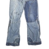 DICKIES Mens Jeans Blue Regular Tapered Denim Light W30 L32 Patchwork Button