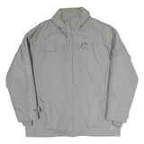 Mens Grey Jacket L Polyester Blend Plain Zip Closure Functional Casual Outerwear