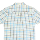 TOMMY HILFIGER Mens Blue Beige Check Shirt M Cotton Blend Short Sleeve Casual