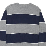 CHAPS Mens Grey & Blue Patterned Cotton Blend Jumper Crew Neck Chunky Knit M