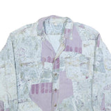 Womens White & Lilac Abstract Pattern Cotton Blend Shirt M Casual Lightweight