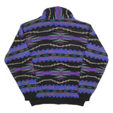 ALPS Womens Black & Purple Patterned Button Up Chunky Knit Cardigan L Stylish