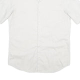 HUGO BOSS Mens White Plain Short Sleeve Shirt S Cotton Blend Summer Style