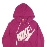 NIKE Womens Purple Pullover Hoodie M Cotton Blend Zip Up Casual