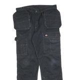 DICKIES Mens Cotton Blend Black Relaxed Straight Trousers W34 L32 Workwear
