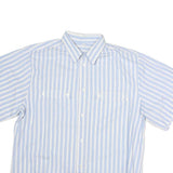 Mens Blue & White Striped Cotton Shirt S Casual Summer Button Front