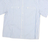 Mens Blue & White Striped Cotton Shirt S Casual Summer Button Front