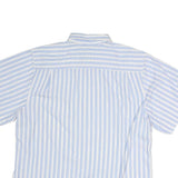 Mens Blue & White Striped Cotton Shirt S Casual Summer Button Front