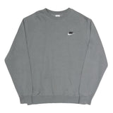 NIKE Mens Grey Crew Neck S Sweatshirt Cotton Blend Logo Pullover Casual