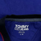Tommy Jeans Ringer T-Shirt - Large Blue Cotton