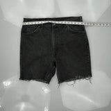 Levis Denim Shorts - 35W UK 16 Black Denim
