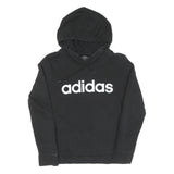 ADIDAS Womens Black Hoodie S Cotton Pullover Sportswear Sweatshirt