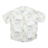 Mens White Beige Grey Patchwork Pattern Cotton Blend Shirt XL Casual Summer