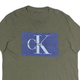 CALVIN KLEIN JEANS Mens Green Blue Graphic T-Shirt L Short Sleeve Crew Neck
